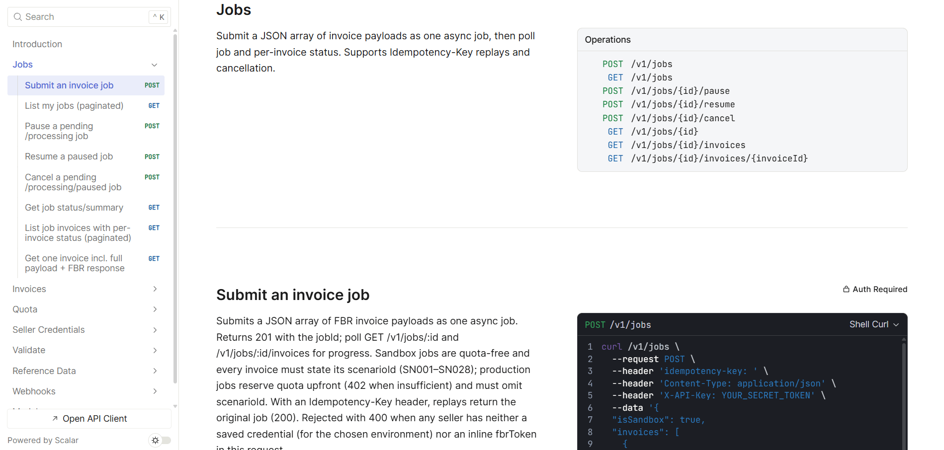 eInvoicePro API documentation for ERP and custom system connections